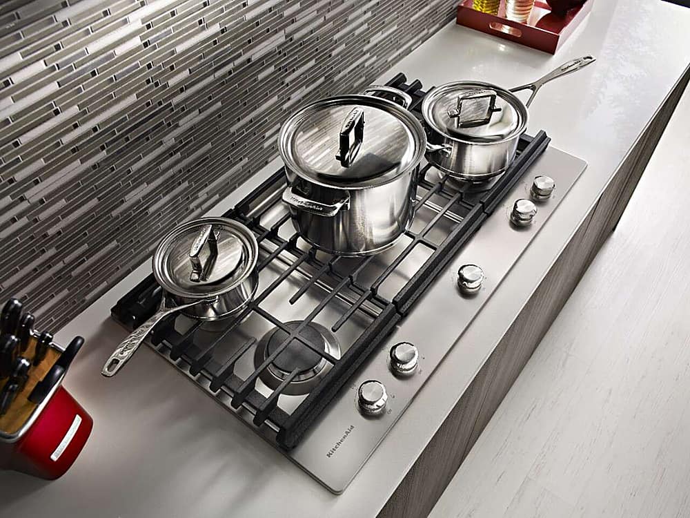 Alt View 23. KitchenAid - 36" Built-In Gas Cooktop - Stainless steel.
