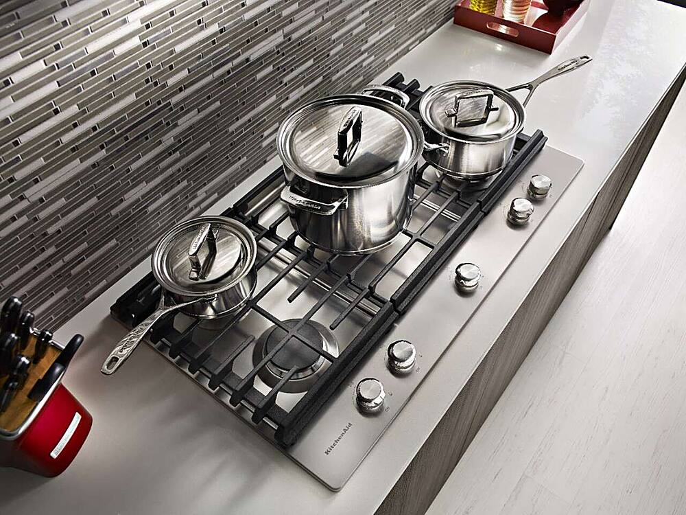 Alt View 23. KitchenAid - 36" Built-In Gas Cooktop - Stainless steel.