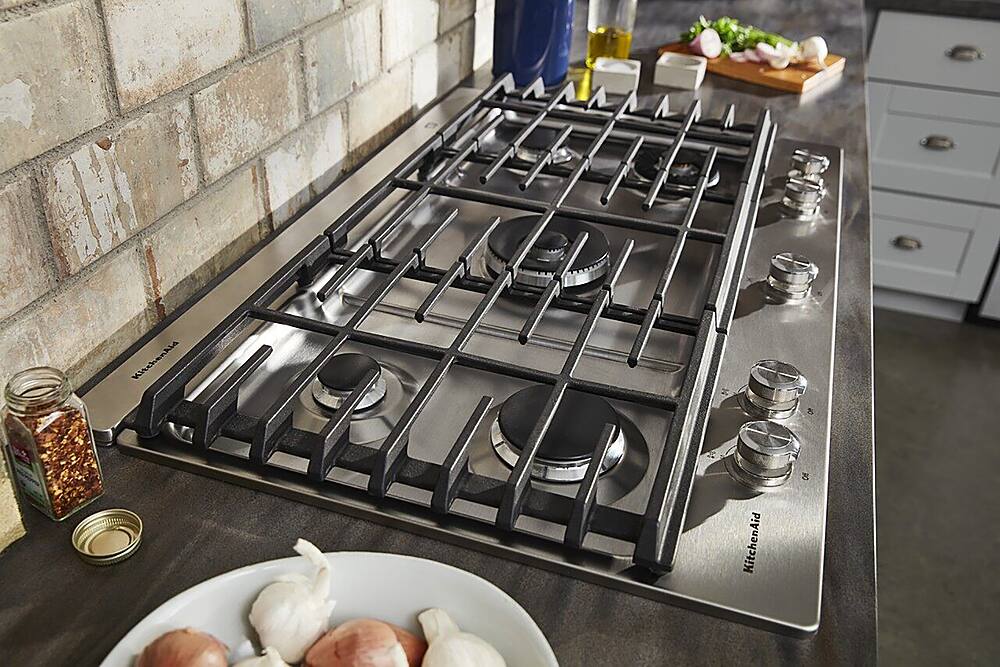 Alt View 25. KitchenAid - 36" Built-In Gas Cooktop - Stainless steel.
