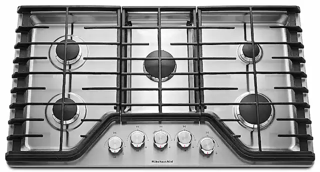 Front. KitchenAid - 30" Built-In Gas Cooktop - Stainless steel.