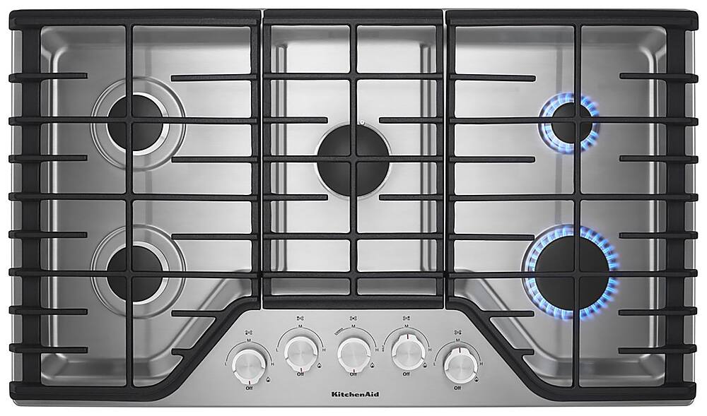 Alt View 12. KitchenAid - 36" Built-In Gas Cooktop - Stainless steel.