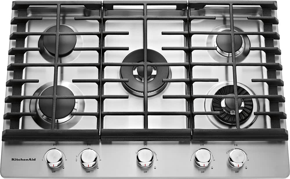 Front. KitchenAid - 30" Built-In Gas Cooktop - Stainless steel.