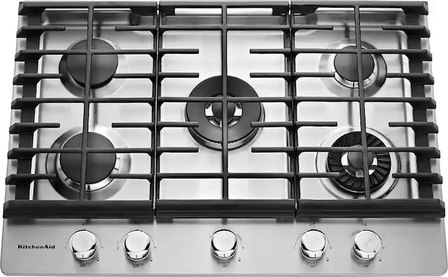 Front. KitchenAid - 30" Built-In Gas Cooktop - Stainless steel.