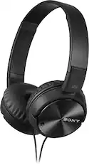Front. Sony - Noise-Canceling Wired On-Ear Headphones - Black.