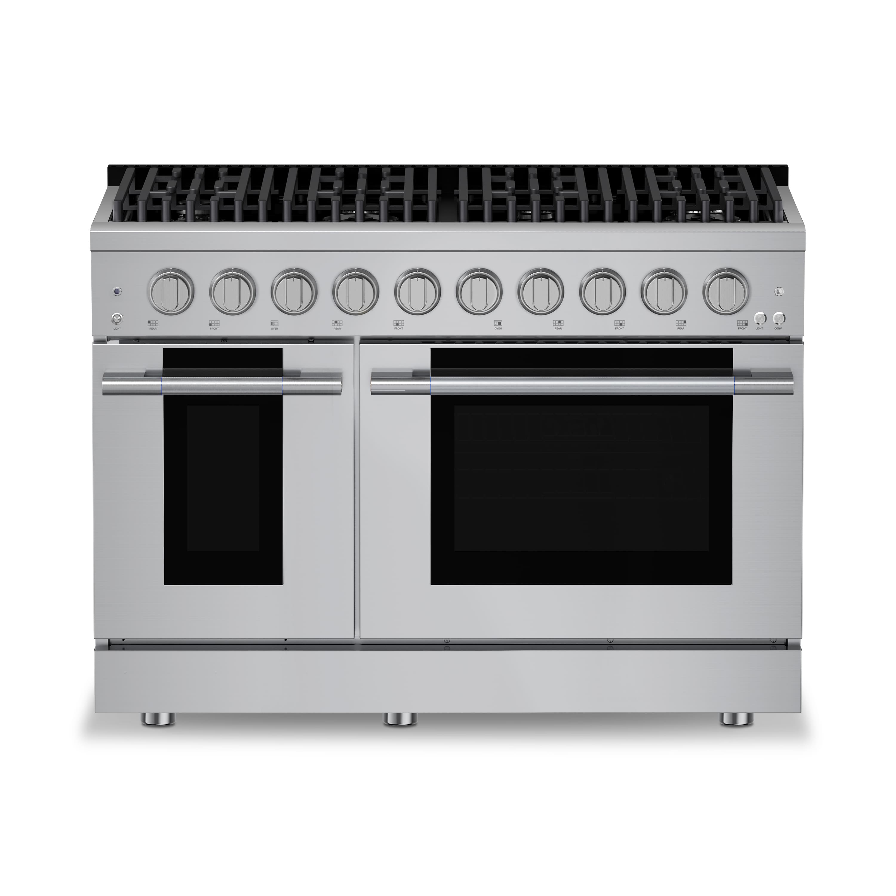 Front. Hauslane - HausPro 48 in. 8 Burners (20,000 BTU) Freestanding Dual Fuel Range in Stainless Steel with Double Convection Oven Silver - Stainless Steel.