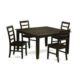 East West Furniture - 5 Pc Kitchen set-Table with Leaf and 4 dinette Chairs - Cappuccino