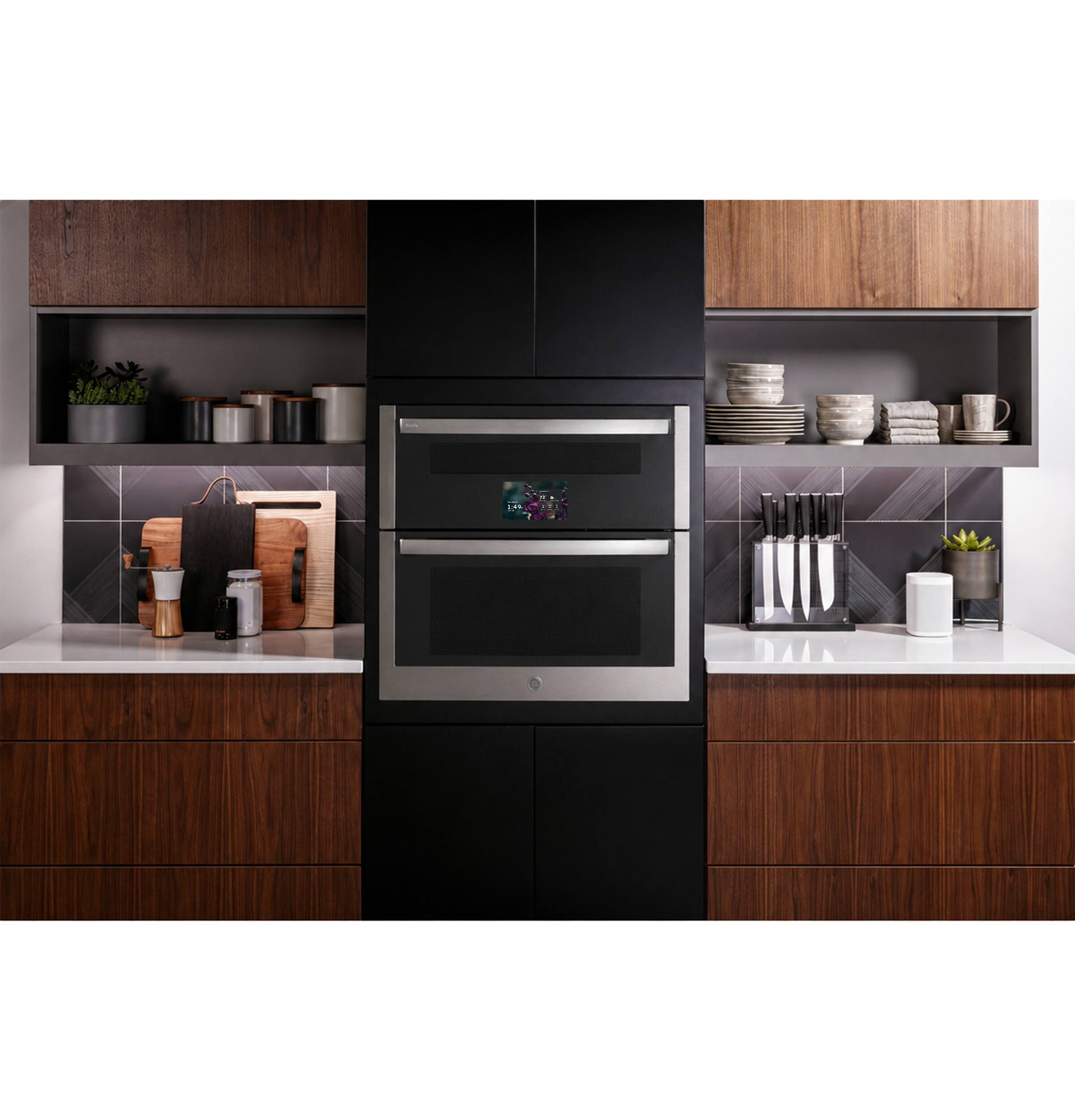 Alt View 12. GE Profile - 30" Smart Built-In Double Electric Twin Flex Convection Wall Oven with No Preheat Air Fry - Stainless Steel.