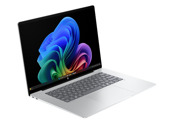 Front. HP - HP OmniBook 5 Laptop Computer 16" 2K Touch Screen Snapdragon X Plus 32 GB - Glacier silver aluminum.