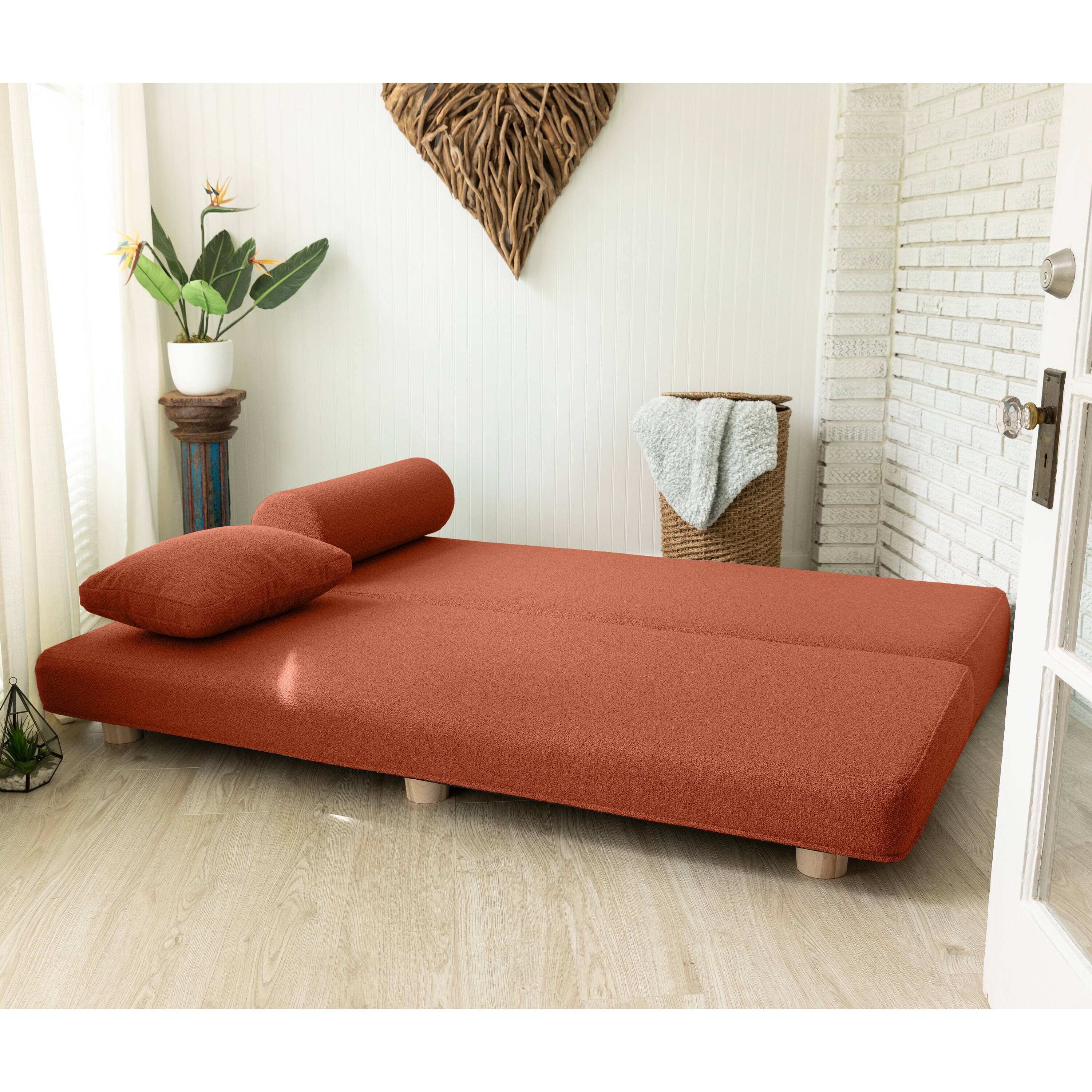 Back. Jaxx - Jaxx Avida Daybed Fold Out Queen Sleeper, Premium Boucle: Terra Cotta - Terra Cotta.