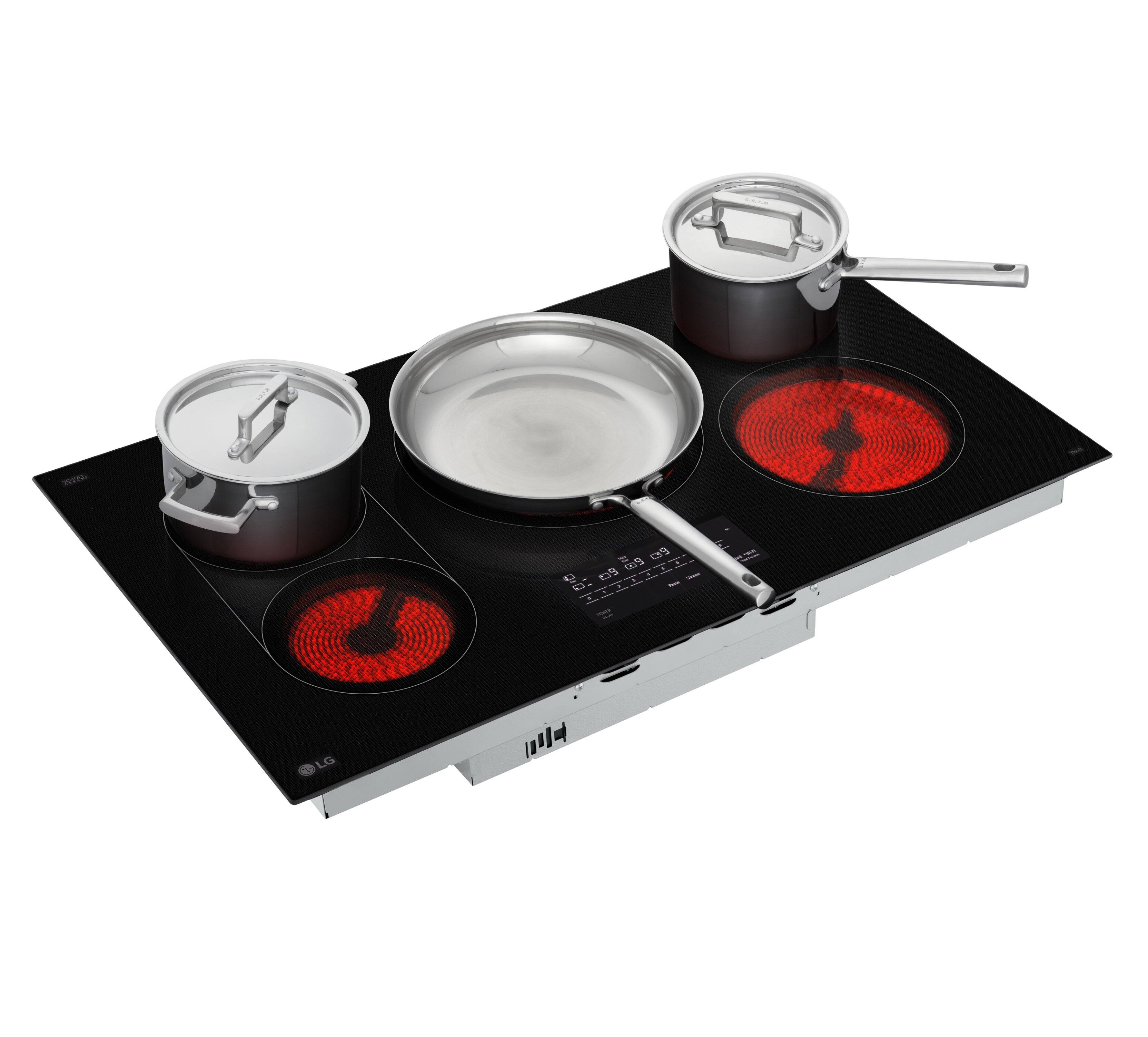 Alt View 7. LG - 36" Built-In Electric Smart Cooktop with 5 Elements, Backlit SmoothTouch Glass Controls and 3.6kW Triple Element - Black.