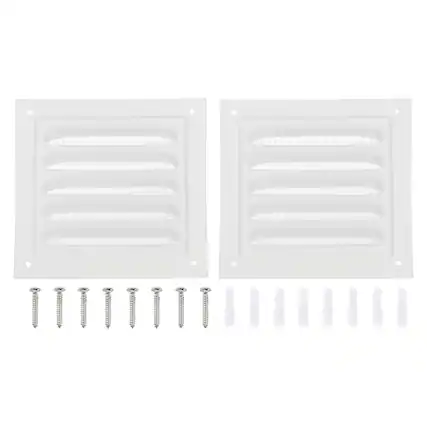 Front. Unique Bargains - 4"x4" Attic Soffit Vent, 2pcs Aluminum Alloy HVAC Air Vent Cover with Screen Mesh and Screw for Wall Ceiling Attic - White.