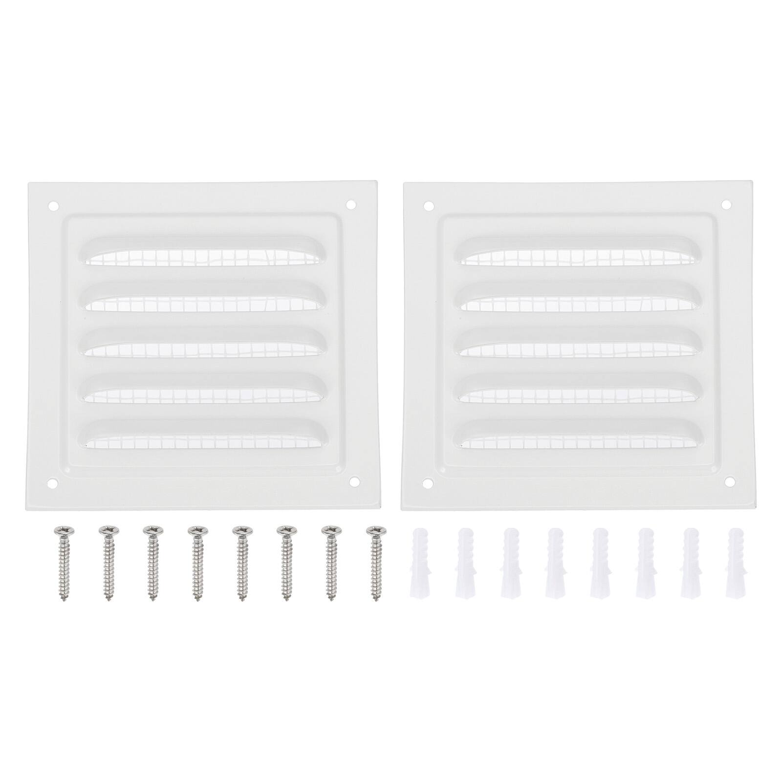 Unique Bargains - 4"x4" Attic Soffit Vent, 2pcs Aluminum Alloy HVAC Air Vent Cover with Screen Mesh and Screw for Wall Ceiling Attic - White