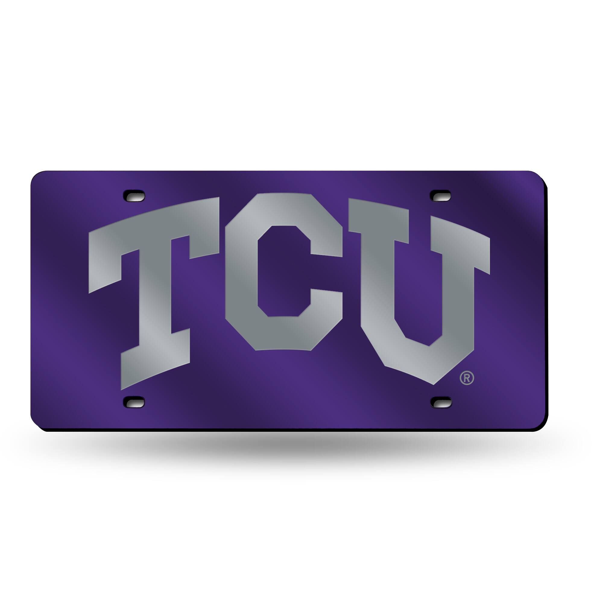 TCU Horned Frogs Purple Mirrored Laser Cut License Plate Laser Tag