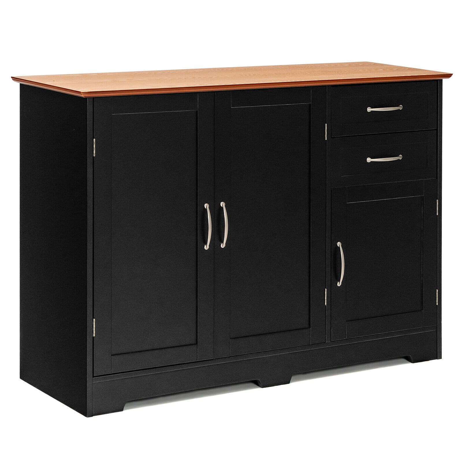 Ecooso - Buffet Server Storage Cabinet, 2-Door Cupboard with 2 Drawers, Kitchen Sideboard Console - Black