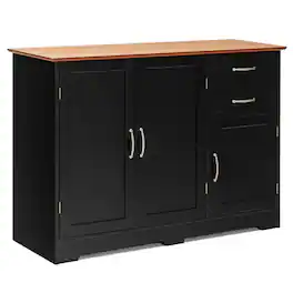 Ecooso - Buffet Server Storage Cabinet, 2-Door Cupboard with 2 Drawers, Kitchen Sideboard Console - Black