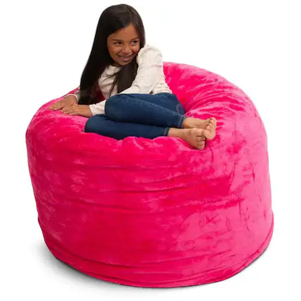 Front. Ultimate Sack - Ultimate Sack 3ft Bean Bag Chair, Oversized Indoor Comfy Lounger, Pink Fur - Pink.