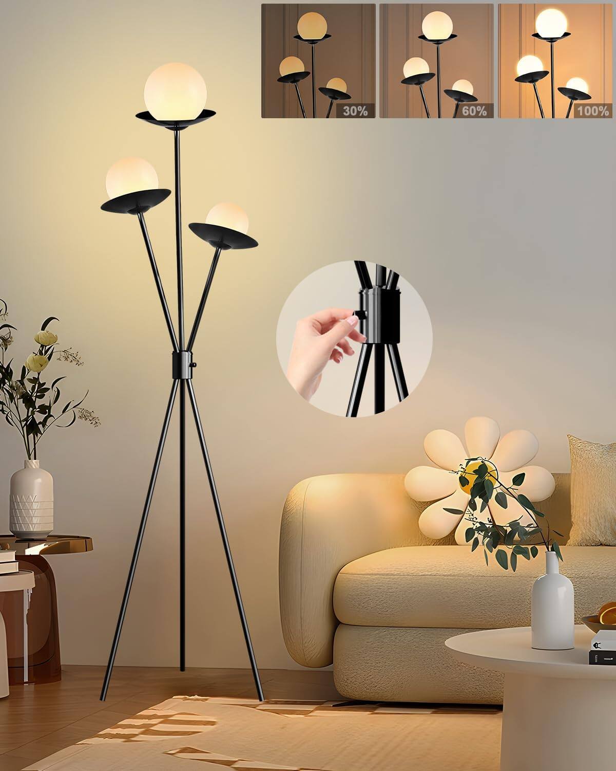 3 Globe-Black Tripod