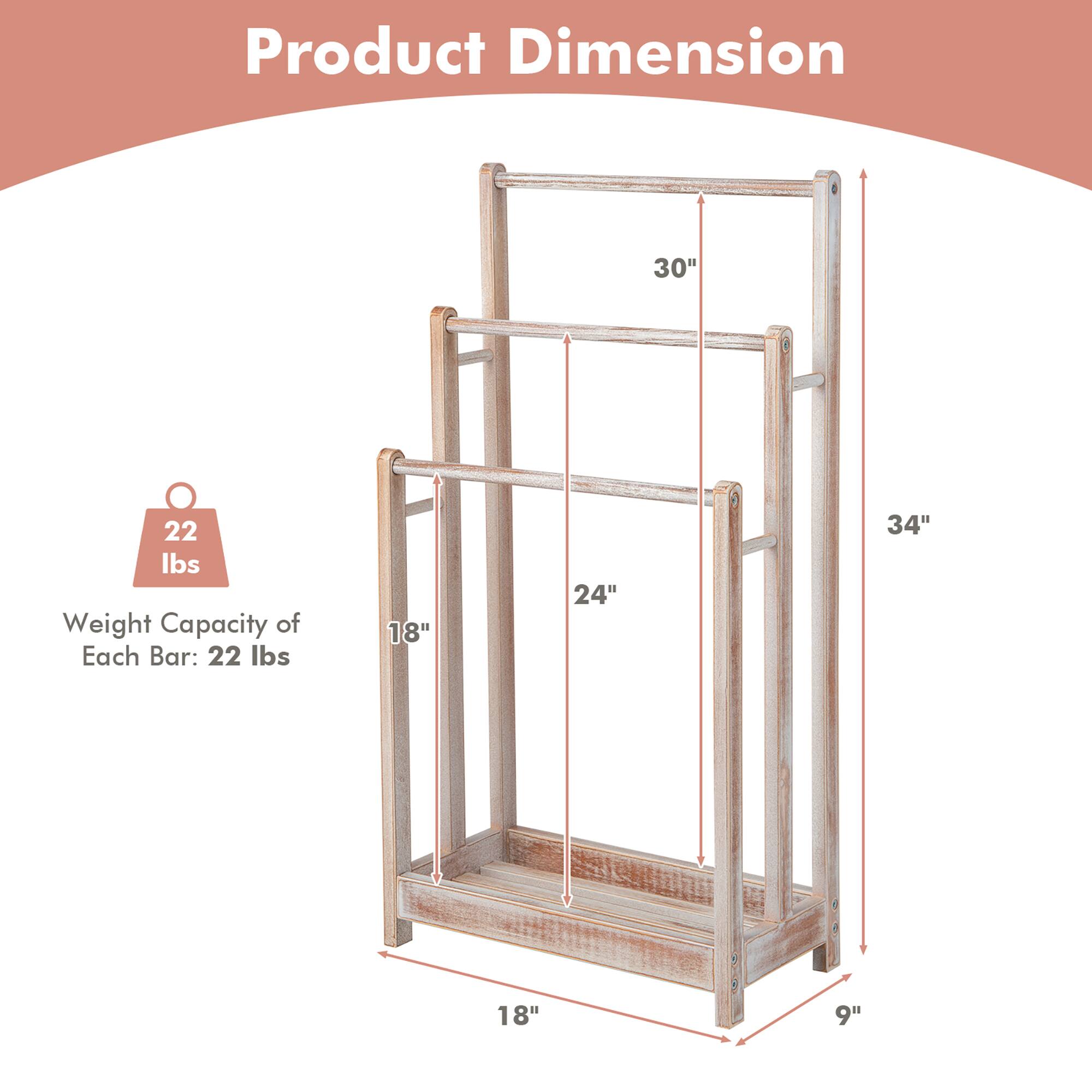 Product Dimension  
Weight Capacity of Each Bar: 22 lbs  
30" x 24" x 34" x 18" x 9"