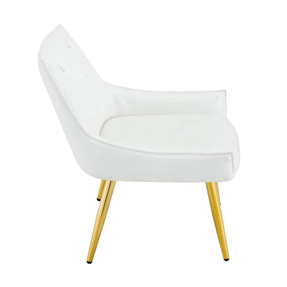 Alt View 6. Loheer - Loheer Crocodile Pattern Dining Chair White PU Leather Accent Chair Diamond Tufted Set of 2 - White.