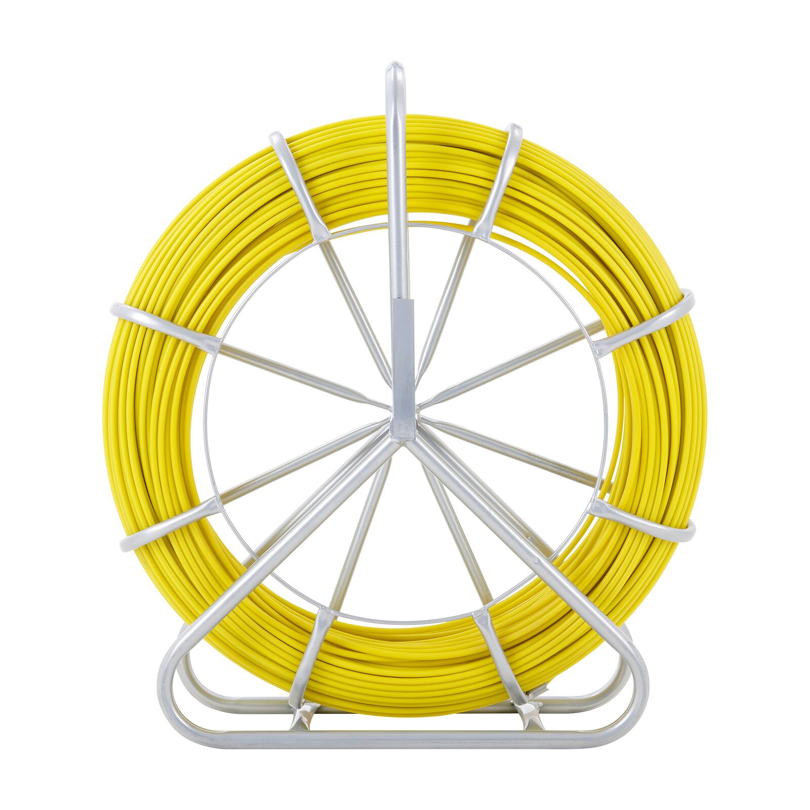 Alt View 5. VEVOR - Fish Tape Fiberglass, 656 ft, 1/4 inch, Duct Rodder Fishtape Wire Puller, Cable Running Rod with Steel Reel Stand - Yellow;White.