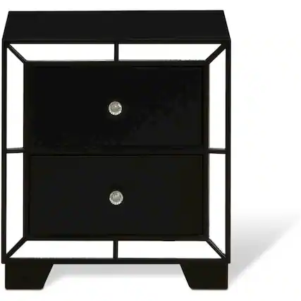 Front. East West Furniture - East West Furniture Nella Wood Nightstand with 2 Drawers for any Bedroom - Black Legs - Multi-Color.