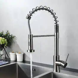Siljoy - Single Handle Pull Down Sprayer Kitchen Sink Faucet - Brushed Nickel