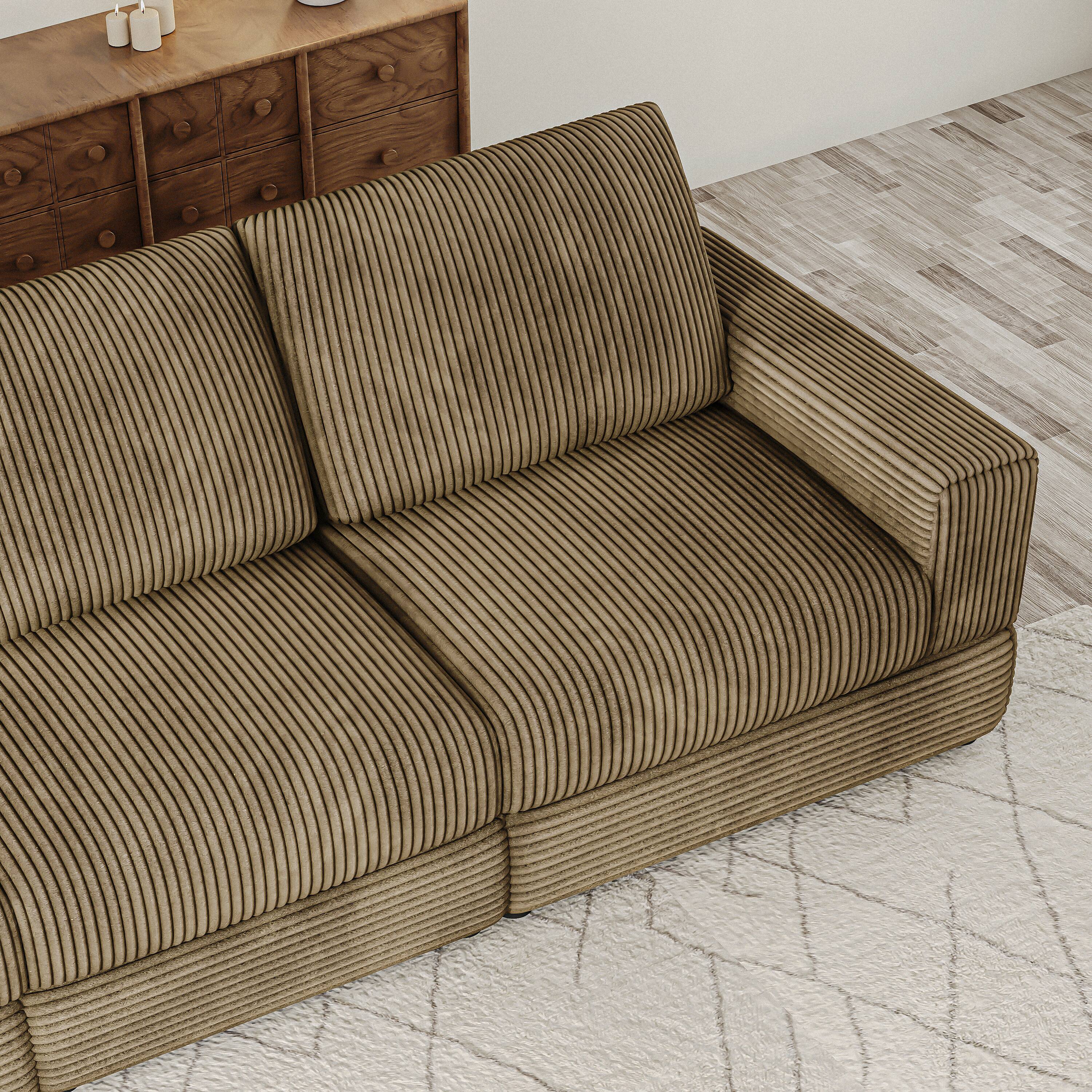 Alt View 4. MSOOB - 138'' 4-Seater Corduroy Sofa Extra Wide Corduroy Couch with Pillows Back and Deep Seat for Theater Rooms(Green) - Green.