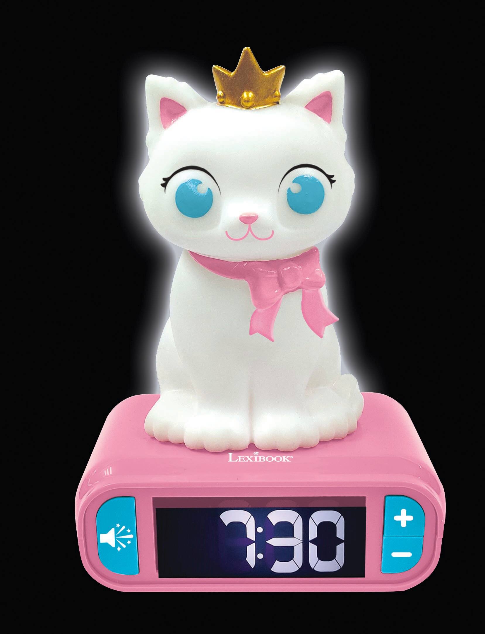 Lexibook Alarm Clock with Cat 3D Design Night Light and Sound