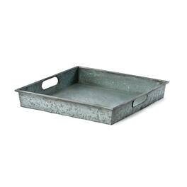 Manhattan Lane - Benzara Square Galvanized Metal Tray With Handle - Gray
