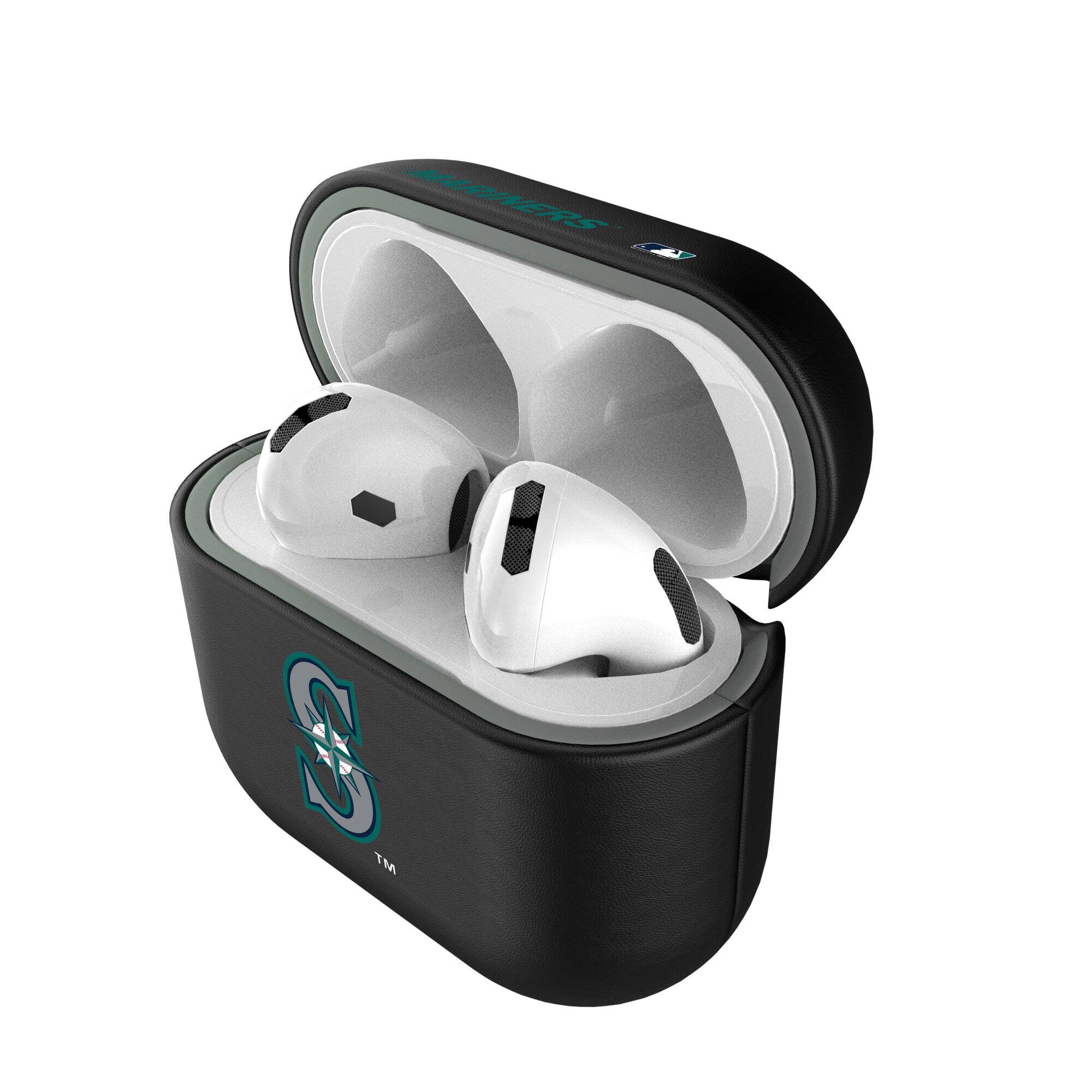 Alt View 3. Keyscaper - Seattle Mariners Seattle Mariners Insignia AirPods 4th Generation Case Cover - No Size - Black.