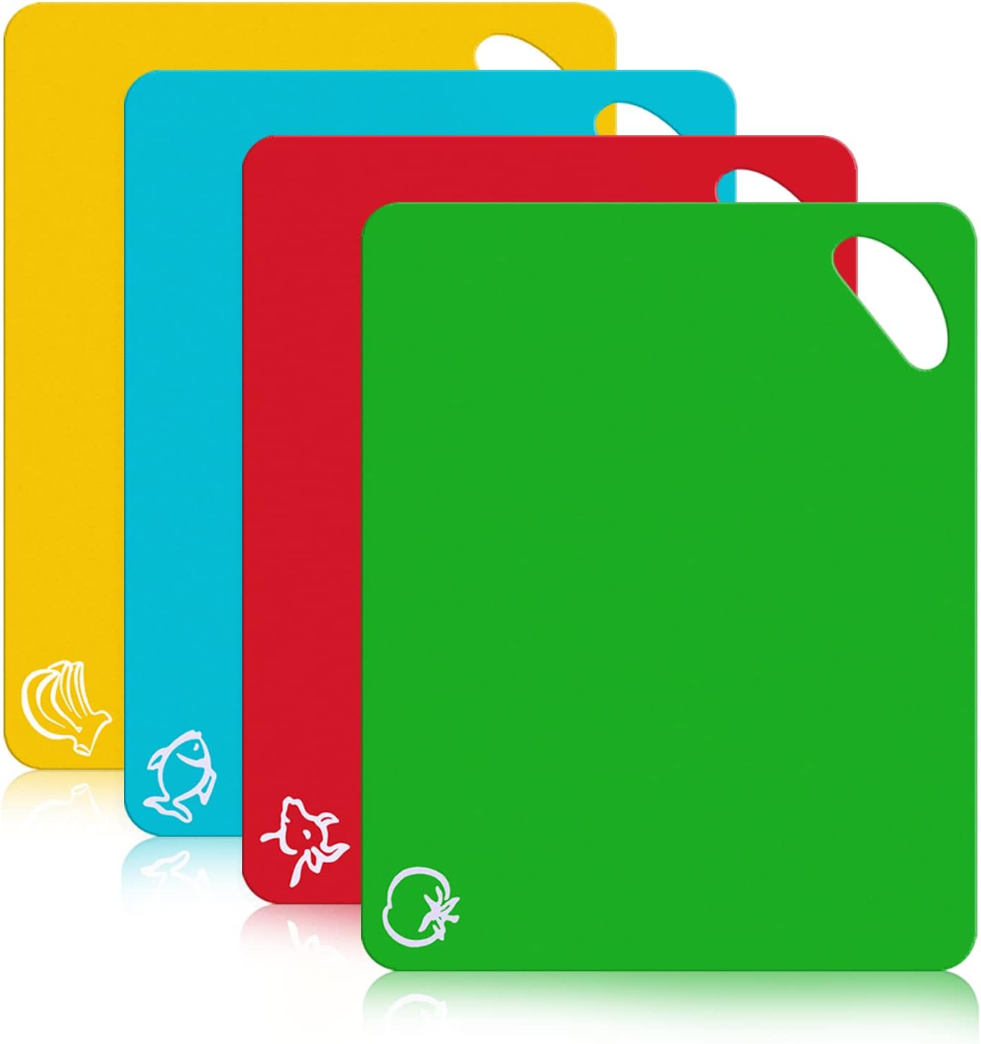 PARKER SLATER - 4-Pc Plastic Cutting Board Set – Flexible, Non-Slip, Color-Coded, Dishwasher Safe