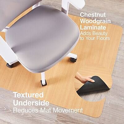 Chestnut Woodgrain Laminate  
Adds Beauty to Your Floors  

Textured Underside  
Reduces Mat Movement