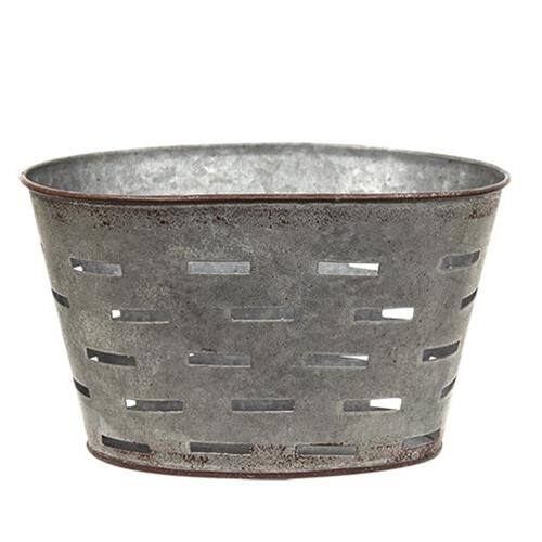 Front. BreeBe - Oval Olive Bucket - Silver.