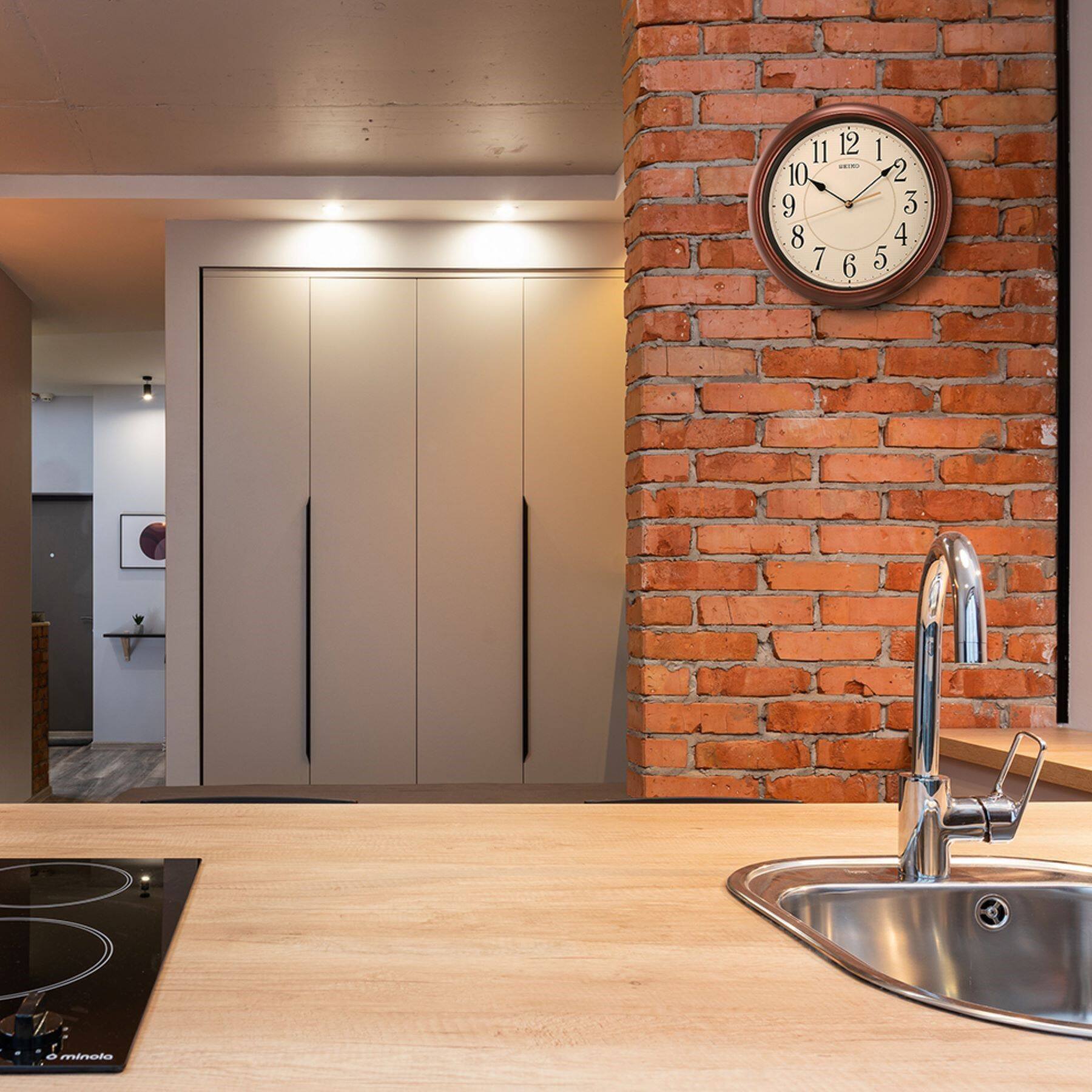 Back. Seiko - Seiko 1 Gaines Numbered Wooden Finish Wall Clock - Brown - Brown.