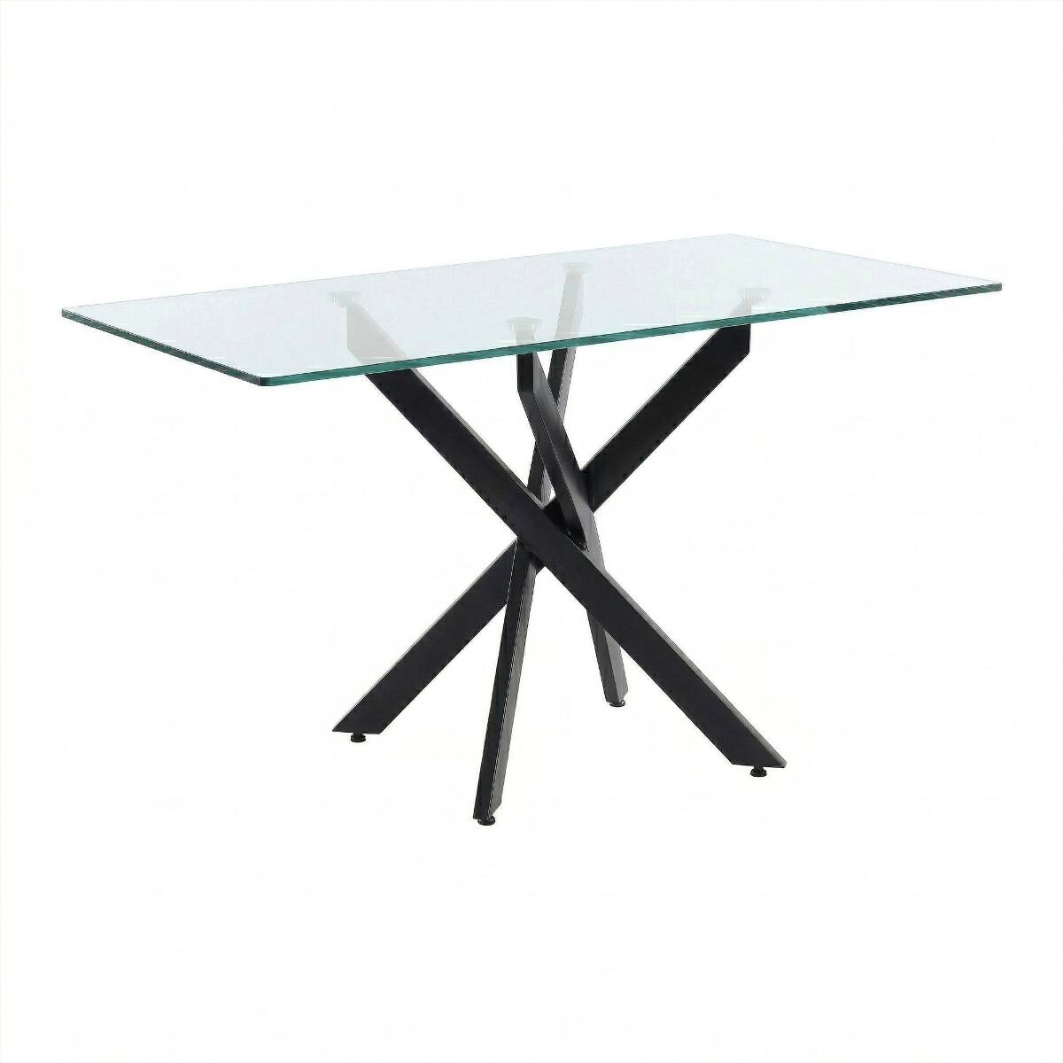 Alt View 3. Loheer - Loheer Rectangular Glass Dining Table with Black Metal Legs, 47.24 Inch Modern Table - Black.
