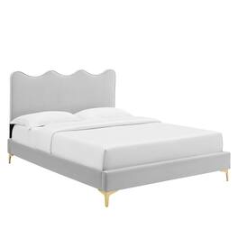 Modway - Current Performance Velvet Full Platform Bed - Gray