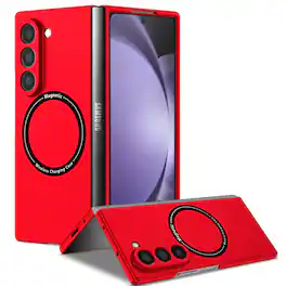 Dteck - for Samsung Galaxy Z Fold6 Case,Slim Matte PC Phone Cover,Mag Safe Compatible,Magnetic Folding Shockproof Cover - Red