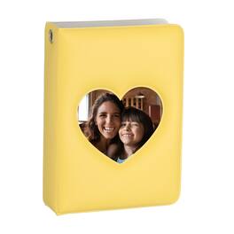 Unique Bargains - 3 Inch Mini Photocard Binder Cute Kpop Holder Book Portable Heart Hollow Album for 28 Photos - Yellow