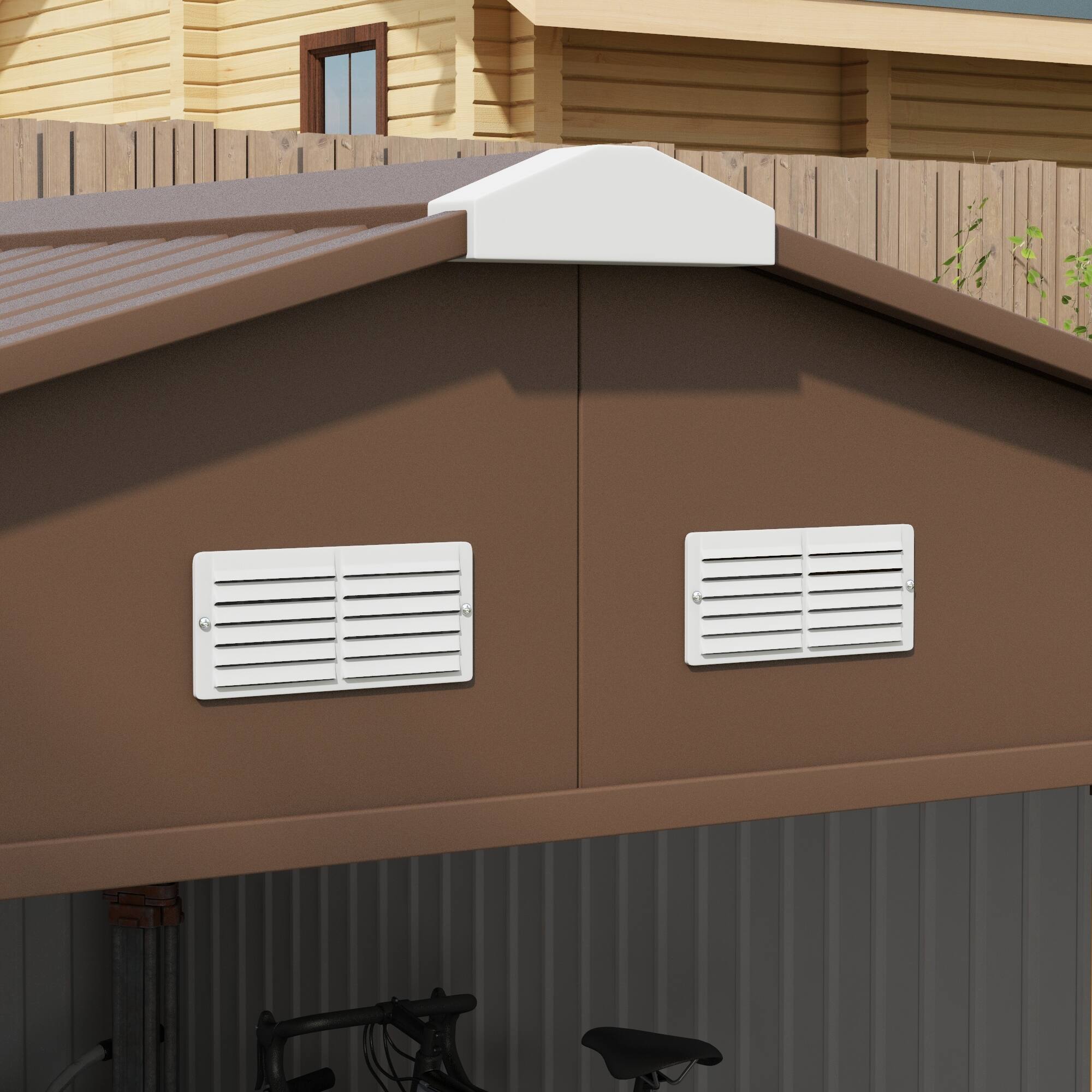Alt View 7. Outsunny - 11' x 13' Outdoor Storage Shed, Garden Tool Metal Shed with Foundation Kit, Double Lockable Door.