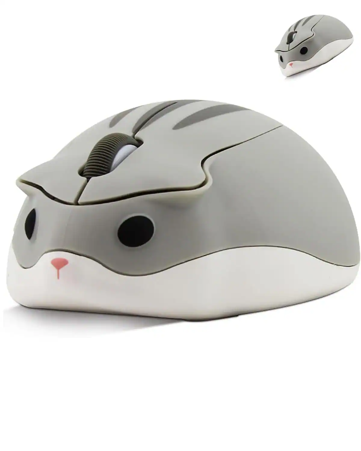 Front. PO3TICJUNKI3 - 4ghz Mouse Cute Hamster Shape Less Noice Portable Mobile Optical 1200dpi Mice Cordless Laptop Computer Note - Gray.