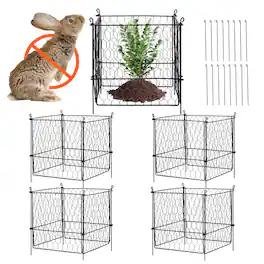VEVOR - 4 Pack Plant Protector from Animals, 13.4'' x 13.4'' Chicken Wire Plant Protector, Plant Cages for Outdoor Plants - Black