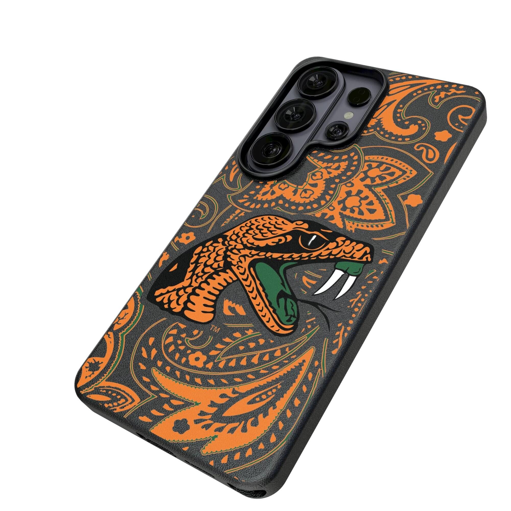 Alt View 1. Keyscaper - Florida A&M Rattlers Paisley Galaxy Magnetic Bump Case - S25 Plus - Black.