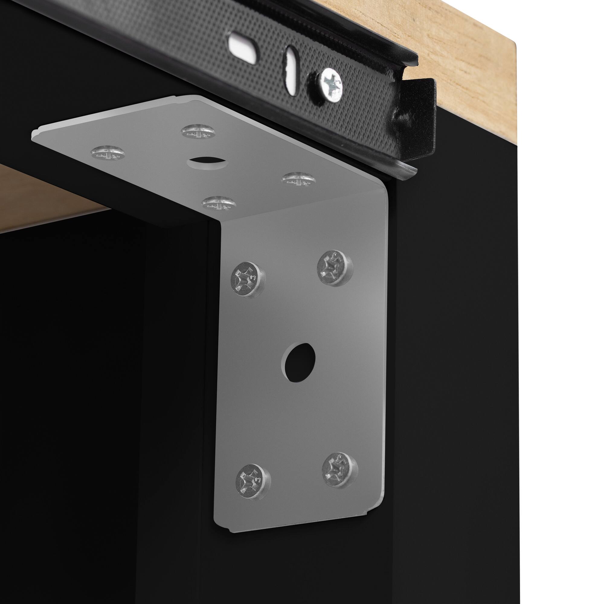 Alt View 8. PexFix - 47" Kitchen Island with Extendable Table & Power Outlet - Rolling Cart with 2 Drawers, 2 Cabinets & Rubber Wood Top - Black.