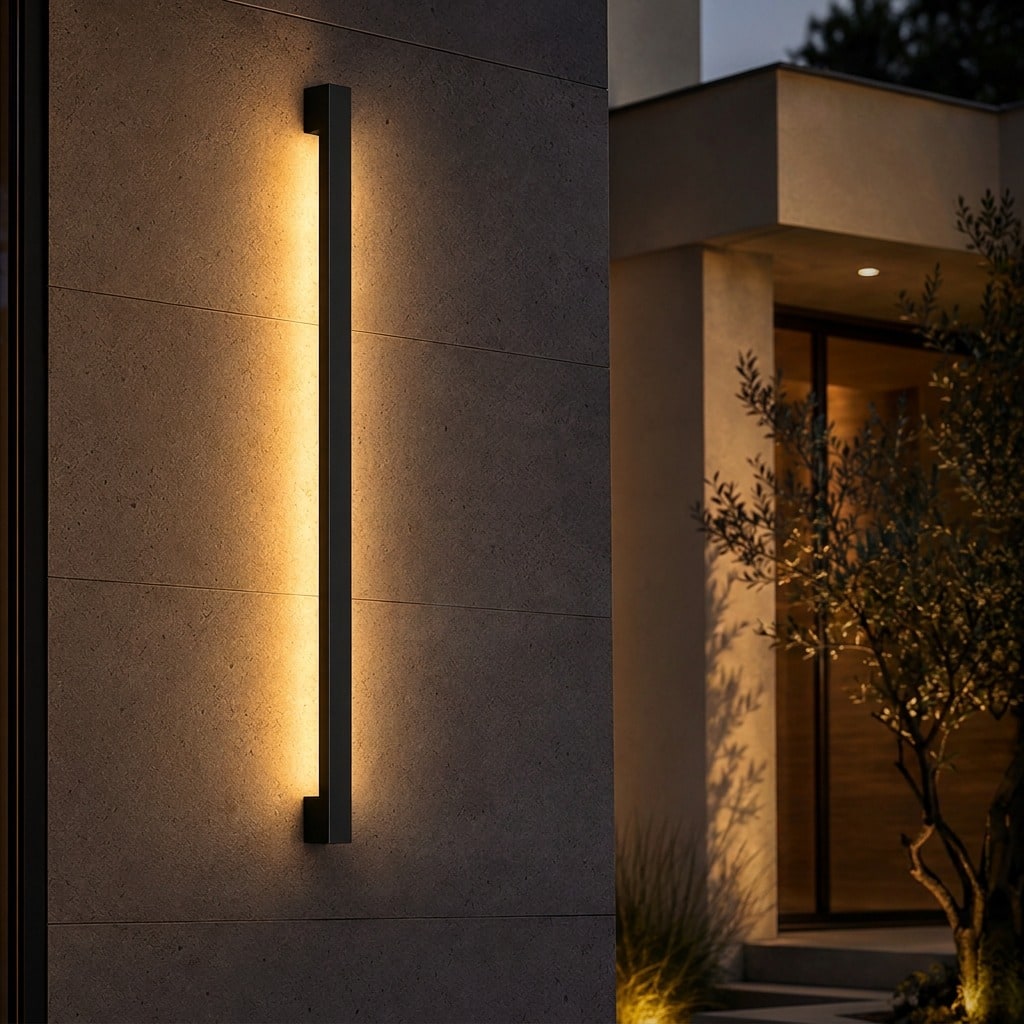 LEEKI - Modern Outdoor LED Slim Linear Wall Sconce – Adjustable 3000K/5000K/6000K Color Temp, Ultra-Slim 1.5" Weatherproof Light - Black