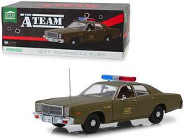 1977 Plymouth Fury U.S. Army Police Army "The A-Team" (1983-1987) TV Series 1/18 Diecast Model Car by Greenlight - Green