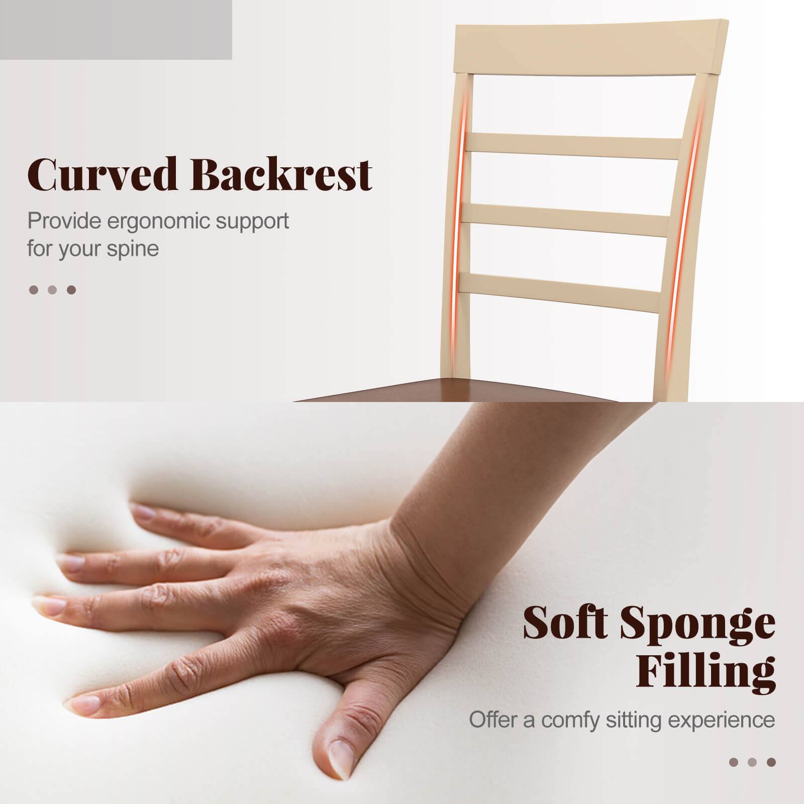 Curved Backrest: Provide ergonomic support for your spine. Soft Sponge Filling: Offer a comfy sitting experience.