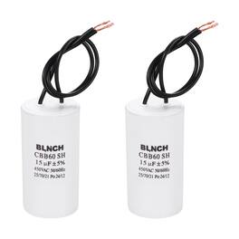 Unique Bargains - 2pcs 15uF CBB60 Running Capacitor, AC 450V 2 Wire for Air Compressor, Washing Machine, Refrigerator, Air Conditioner - White