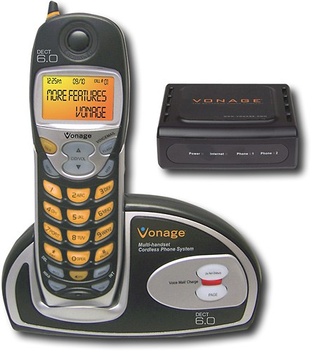 Best Buy: Vonage DECT 6.0 Expandable Cordless Dual-Line VoIP Phone System  Black VTA-CVR