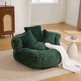 Meqiodas - Bean Bag Chairs, Bean Bag Sofa for Adults, Kids,Oversized Corduroy Bean Bag Chair with 3 Pillows & Armrest - Green