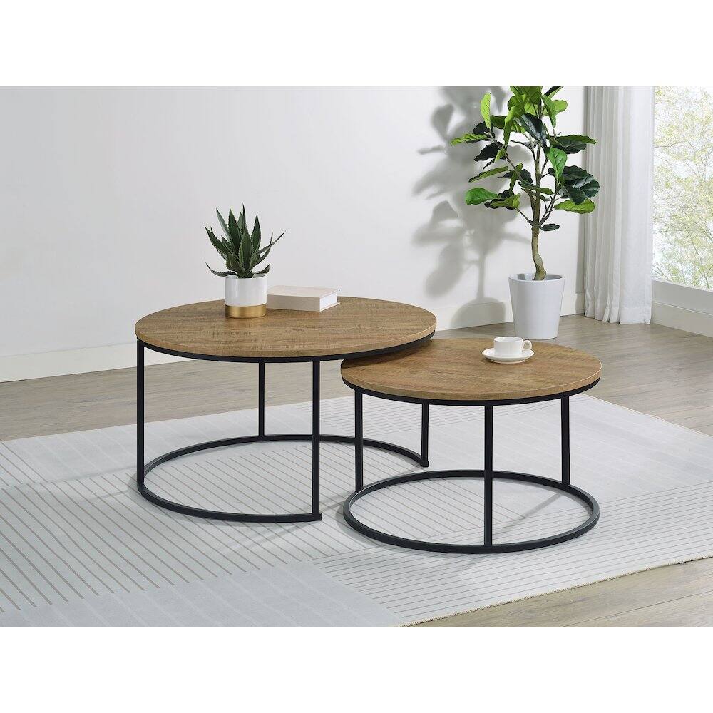 Angle. Coaster Co. of America - Lainey 2-piece Round Nesting Coffee Table Mango - Mango.